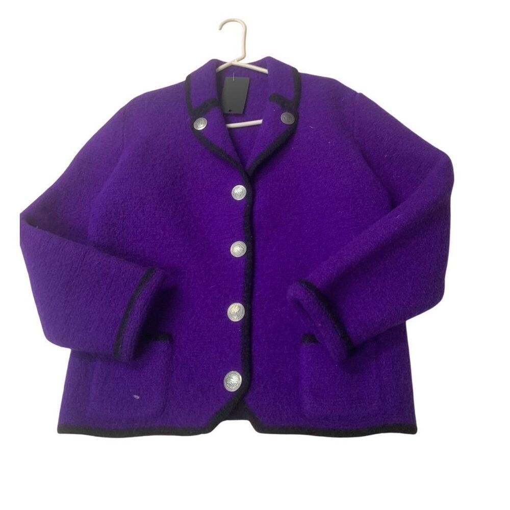 Vintage Purple Wool Button Down Sweater Jacket